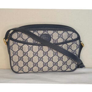 Gucci GG Supreme Navy Crossbody Bag Adjustable Strap Excellent Vintage Condition